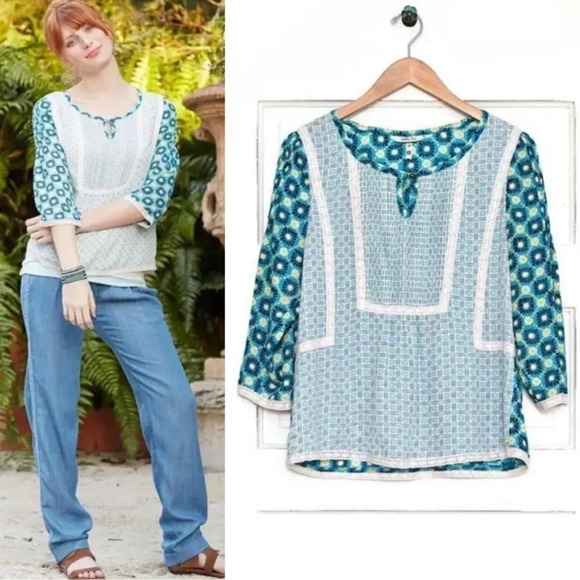 Matilda Jane | Kaleidoscope Peasant Top Hello Lovely Peasant Floral EUC - Picture 1 of 7